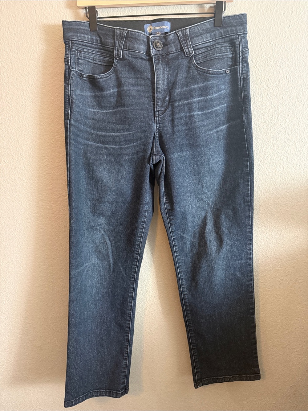 Democracy Ab Solution Petite Straight Leg Jeans 12P Dark Indigo